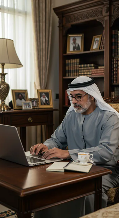 دارس يتابع دراسته عن بُعد